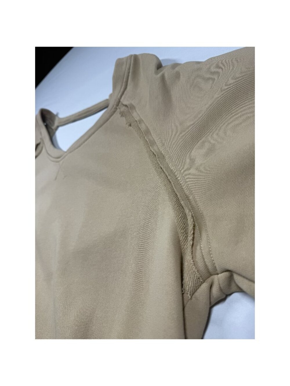 POL TKT622 Criss Cross Open Back French Terry Sweatshirt Tan L - Picture 6 of 13